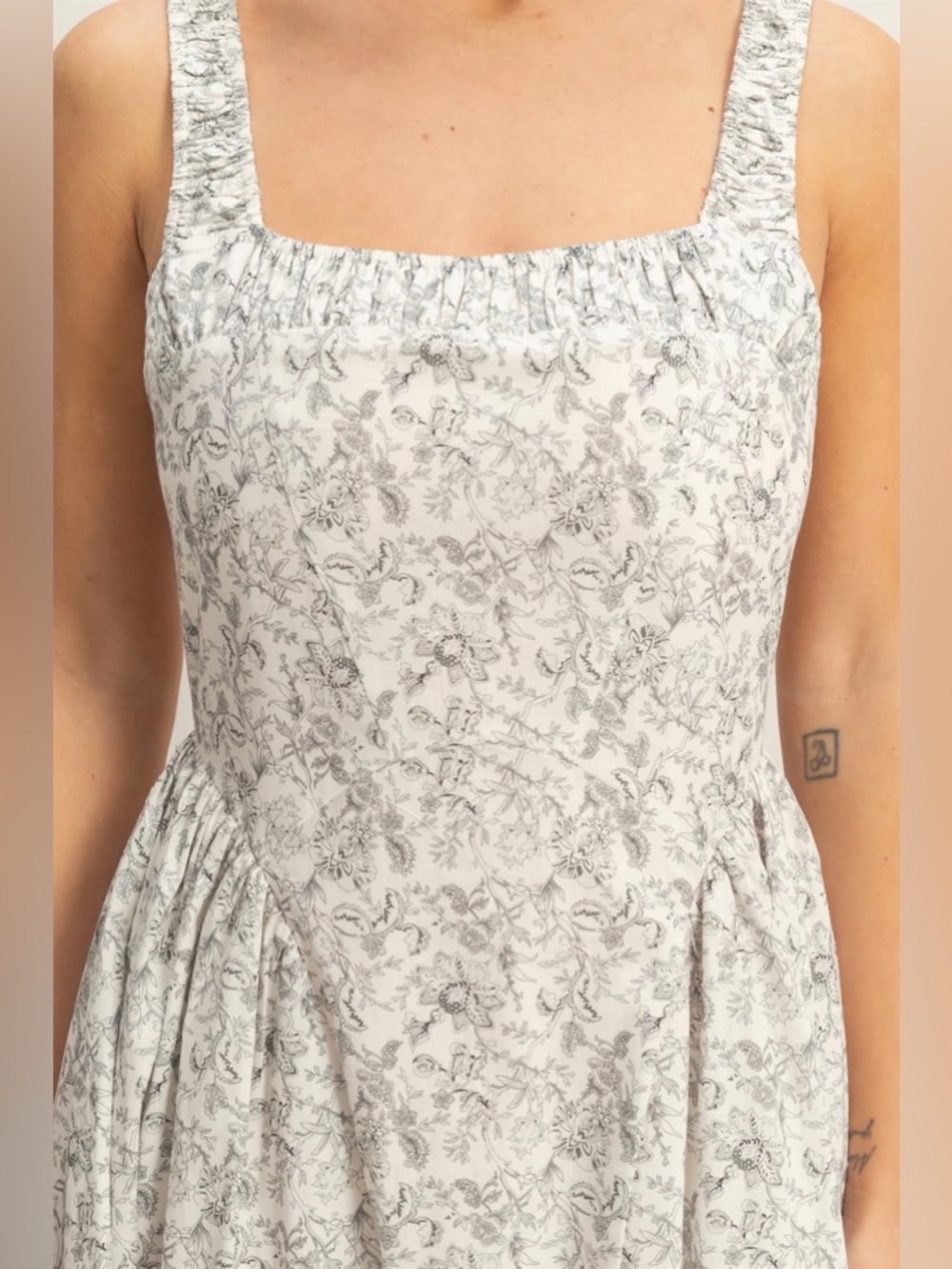 NEW HYFVE Floral Cotton Maxi Dress Empire Waist Square Neck A-Line Size Small - Picture 5 of 6